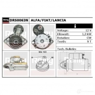 Стартер REMY Fiat Grande Punto (199) 1 Хэтчбек 1.3 D Multijet 75 л.с. 2005 – наст. время JAA0PBT DS1173 N drs0063n