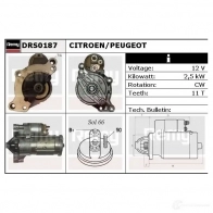 Стартер REMY Citroen C8 1 (EA, EB) Минивэн 2.2 HDi 170 л.с. 2006 – наст. время D S1297 drs0187 RAG5L