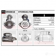 Стартер REMY DS1 726 drs0616 F639K Hyundai ix35 (LM, EL) 1 Кроссовер 2.0 CRDi 4WD 184 л.с. 2010 – 2024