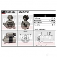 Стартер REMY drs3824 Q0XEFX Seat Arosa DS49 34