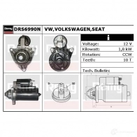 Стартер REMY Volkswagen Transporter (T4) 4 Грузовик 2.5 TDI 88 л.с. 1998 – 2003 drs6990n R2XDQ DS8100 N