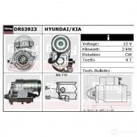 Стартер REMY drs3923n 0TTJR5T Kia Magentis (MG) 2 Седан 2.0 CRDi 150 л.с. 2006 – 2024 DS5033 N