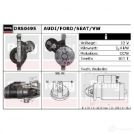 Стартер REMY drs0495 Volkswagen Golf 4 (1J1) Хэтчбек 2.8 VR6 4motion 204 л.с. 1999 – 2005 DS1 605 8RQLB35