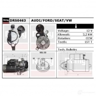 Стартер REMY DS1 573 drs0463 Volkswagen Golf 4 (1J1) Хэтчбек 1.9 TDI 101 л.с. 2000 – 2005 02JT9