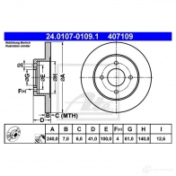 Тормозной диск ATE 407 109 24010701091 ZK17FP 57564