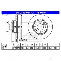 Тормозной диск ATE 4 10187 24011001871 57665 P33DME - Изображение 4