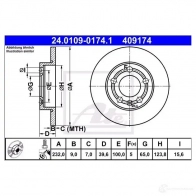 Тормозной диск ATE E7GO99 409 174 57632 24010901741 - Изображение 2
