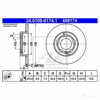 Тормозной диск ATE E7GO99 409 174 57632 24010901741 - Изображение 3