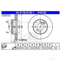 Тормозной диск ATE ZRQDQF 418 120 24011801201 58108