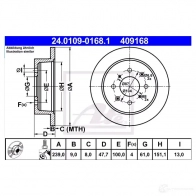 Тормозной диск ATE 24010901681 57627 40916 8 P7BAR - Изображение 2