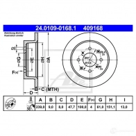 Тормозной диск ATE 24010901681 57627 40916 8 P7BAR - Изображение 3