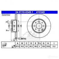 Тормозной диск ATE 410 349 57805 24011003491 HB9CSZQ