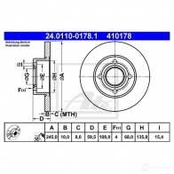 Тормозной диск ATE RH9GD6I 57658 24011001781 4 10178 - Изображение 4