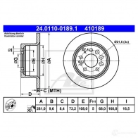 Тормозной диск ATE 410 189 24011001891 22QI6T 57666 - Изображение 6