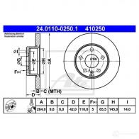 Тормозной диск ATE 410 250 24011002501 57718 HWTNBGS - Изображение 6