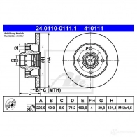 Тормозной диск ATE 4 10111 96L41W 24011001111 57640 - Изображение 4
