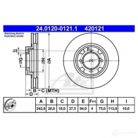 Тормозной диск ATE 1423016214 GEBRA 24012001211 4201 21