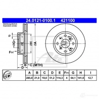 Тормозной диск ATE W2XRM 42110 0 58250 24012101001