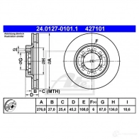 Тормозной диск ATE Mitsubishi Pajero 2 (V20) 1990 – 2001 24012701011 S1P8IG 42710 1