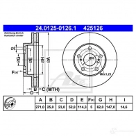 Тормозной диск ATE 58593 24012501261 SWZ243 425 126