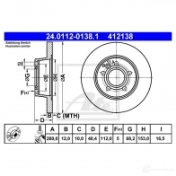 Тормозной диск ATE 41213 8 KK8K2R 57924 24011201381 - Изображение 4