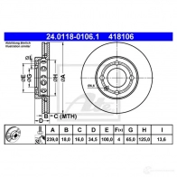 Тормозной диск ATE CCD7HZ6 58095 24011801061 41 8106 - Изображение 5