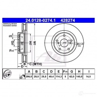 Тормозной диск ATE 58866 JM6LURS 4 28274 24012802741 - Изображение 2