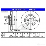 Тормозной диск ATE 58866 JM6LURS 4 28274 24012802741 - Изображение 3