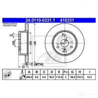 Тормозной диск ATE 4 10331 24011003311 57790 U4NFBN5 - Изображение 5
