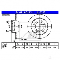 Тормозной диск ATE PK8MJ 24011002421 4102 42 57714 - Изображение 7