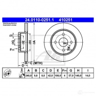 Тормозной диск ATE 24011002511 57719 41 0251 FQL5L - Изображение 4