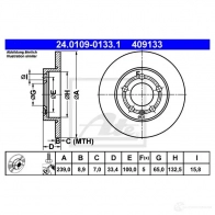Тормозной диск ATE 409 133 24010901331 6KTBN 57598 - Изображение 7