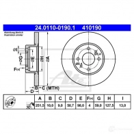Тормозной диск ATE 24011001901 SI48LH 57667 410 190 - Изображение 4