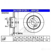 Тормозной диск ATE Nissan Primera (P10) 1 1990 – 1996 7I8CYD 24010901291 40912 9