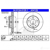Тормозной диск ATE FLVO05 24012401291 42412 9 58466