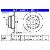 Тормозной диск ATE QHKZQ 24011002111 57686 4 10211 - Изображение 5