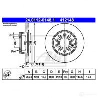 Тормозной диск ATE 57932 24011201481 41 2148 5W7B5 - Изображение 4