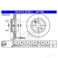 Тормозной диск ATE 58256 421 106 24012101061 T1U2GW - Изображение 4