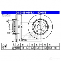 Тормозной диск ATE J1HKZ0O 57619 40915 8 24010901581 - Изображение 4