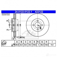 Тормозной диск ATE 4221 22 58279 24012201221 I7WULJZ - Изображение 4