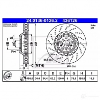Тормозной диск ATE B9QSHI 4 36126 Bmw 6 (F06) 3 Гранд Купе 4.4 M6 600 л.с. 2015 – 2024 24013601262