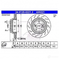 Тормозной диск ATE 24012002212 42022 1 EJE6L 58235 - Изображение 2