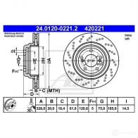 Тормозной диск ATE 24012002212 42022 1 EJE6L 58235 - Изображение 3