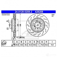 Тормозной диск ATE Bmw 3 (E46) 4 Купе 3.2 M3 360 л.с. 2003 – 2006 NAH4F 24012802082 4 28208