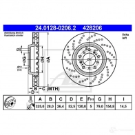 Тормозной диск ATE 24012802062 Bmw 3 (E46) 4 Купе 3.2 M3 343 л.с. 2000 – 2006 Y7BM6M 4282 06