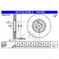 Тормозной диск ATE 24013201652 4321 65 Audi TT (8N) 1 1998 – 2006 EEC89