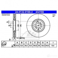 Тормозной диск ATE 24013201662 43 2166 KHEBB Audi TT (8N) 1 1998 – 2006