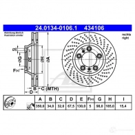 Тормозной диск ATE 09IBA0 24013401061 434 106 59029 - Изображение 3