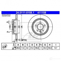 Тормозной диск ATE 411 158 WZ16SL 24011101581 57875 - Изображение 5