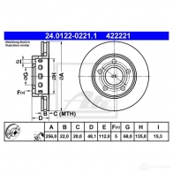 Тормозной диск ATE Audi A4 (B5) 1 Седан 2.7 S4 Quattro 265 л.с. 1997 – 2001 RIATD 24012202211 422 221